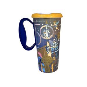 Disney World 50th Anniversary Resort Mug Refillable Parks Cup Mickey Blue Lid